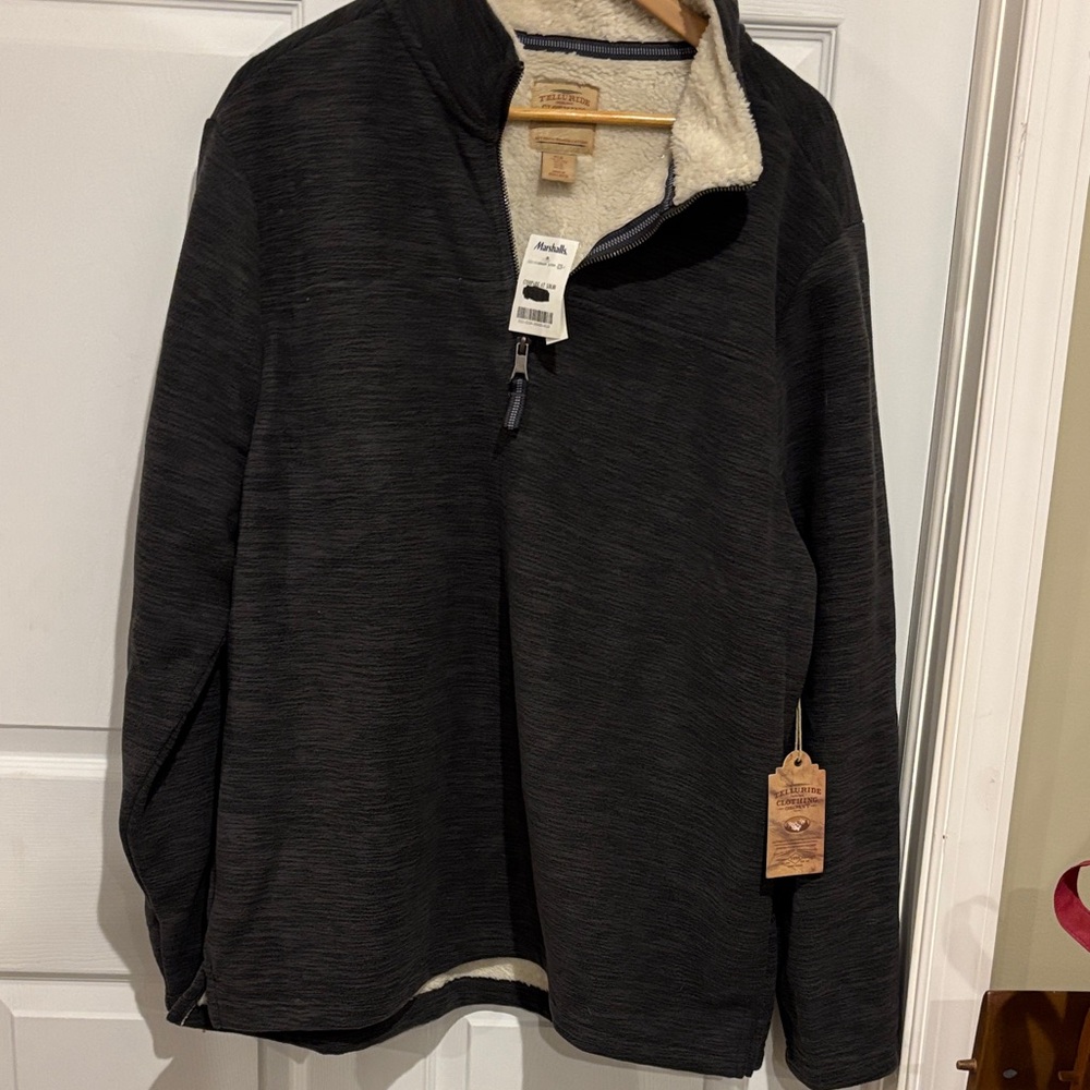 Men's Sherpa-Lined Quarter Zip Pullover - Black Heather